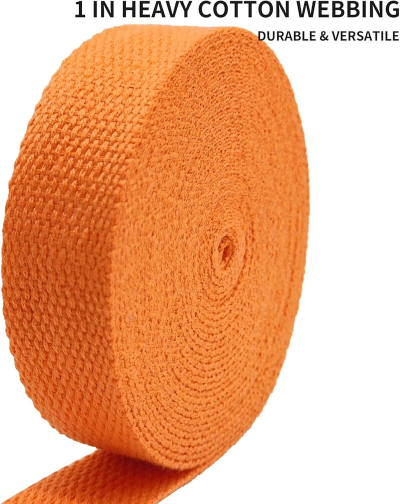 Evora 1 inch Cotton Webbing Braid Handles Bag Strap 15ft High Density Webbing Plain Weave Straps for Cloth Tote Bag, Pet Collars, DIY Projects, Crafts, Outdoor Accessories (Orange 544) - Image 4